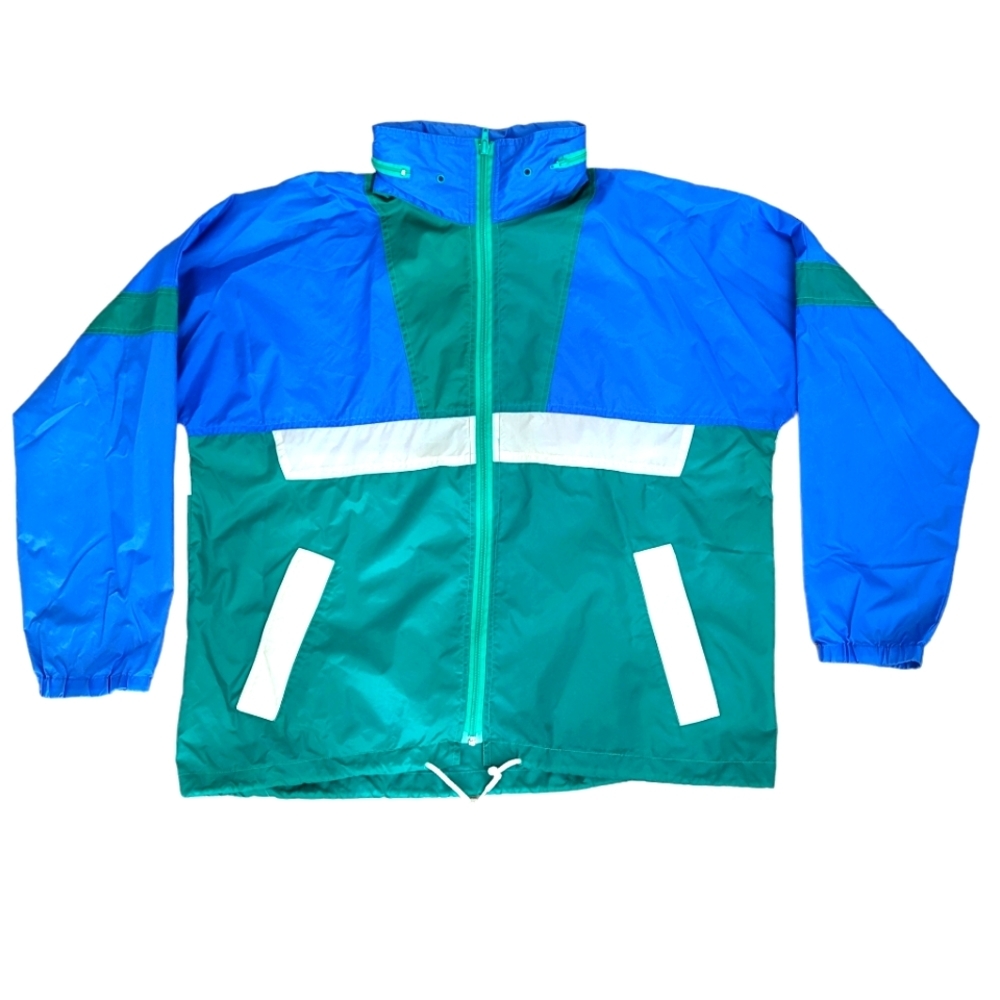 Vintage 80's green and blue windbreaker